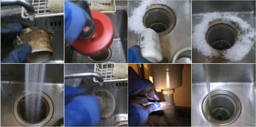 専門業者による台所の排水溝つまり修理作業