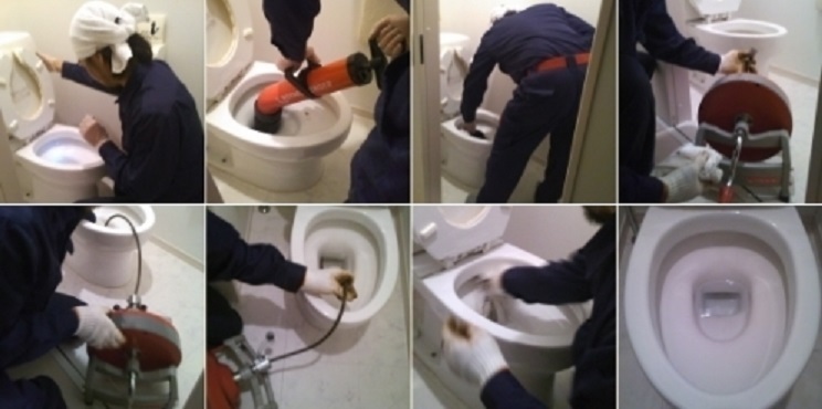 トイレのつまり解消作業